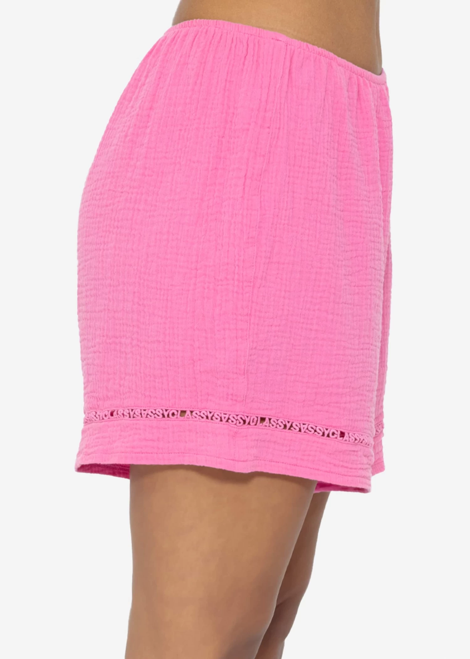 Musselin Pyjamashorts Mit Spitzenborte - Pink 9 Musselin Pyjamashorts Mit Spitzenborte - Pink – Bild 7