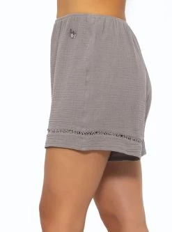 Musselin Pyjamashorts Mit Spitzenborte - Taupe 12 Musselin Pyjamashorts Mit Spitzenborte - Taupe -Sassyclassy SassyClassy musselin pyjamashorts mit spitzenborte taupe S3209NS6452 5