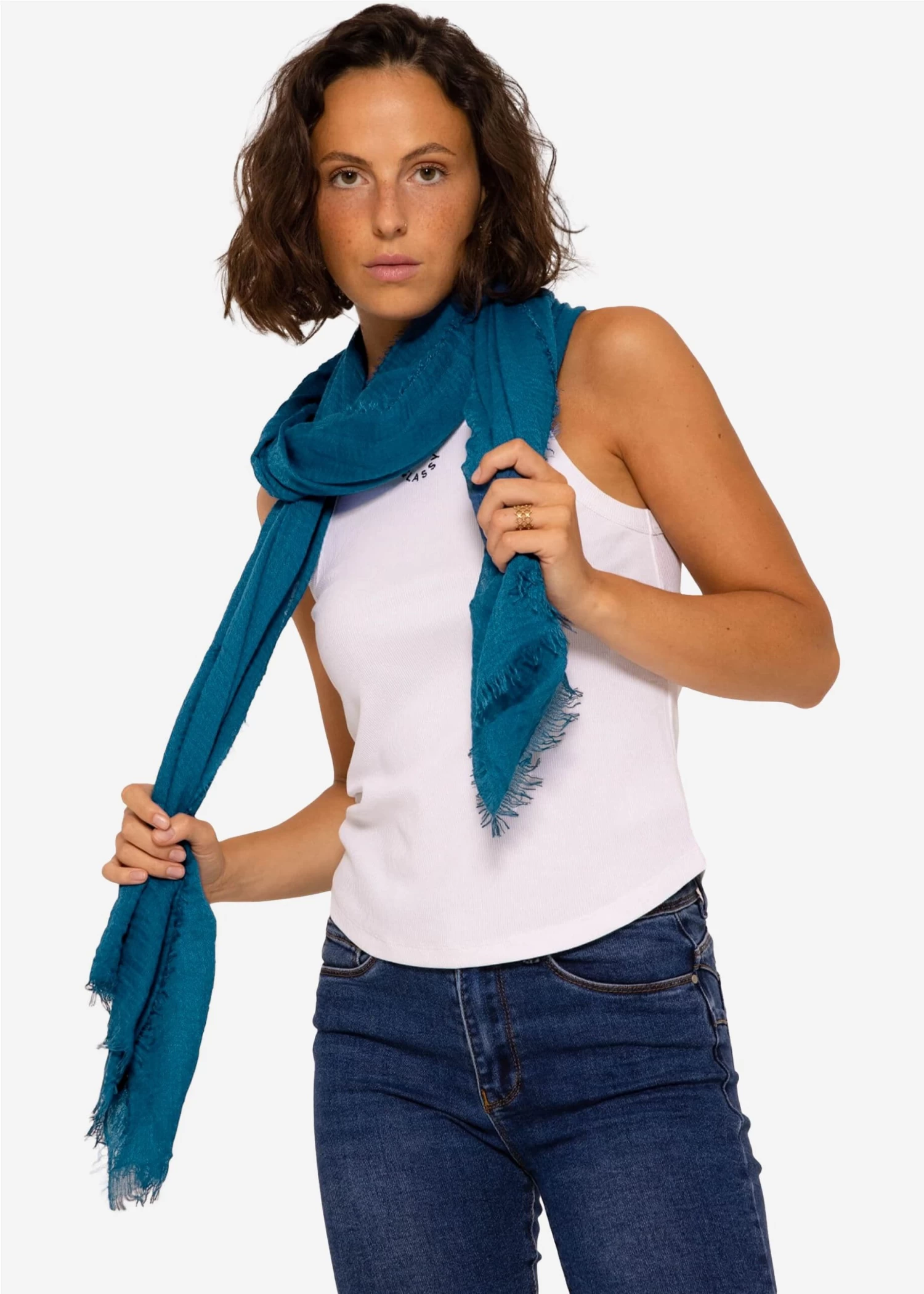 Musselin Schal - Blau 4 Musselin Schal - Blau – Bild 2