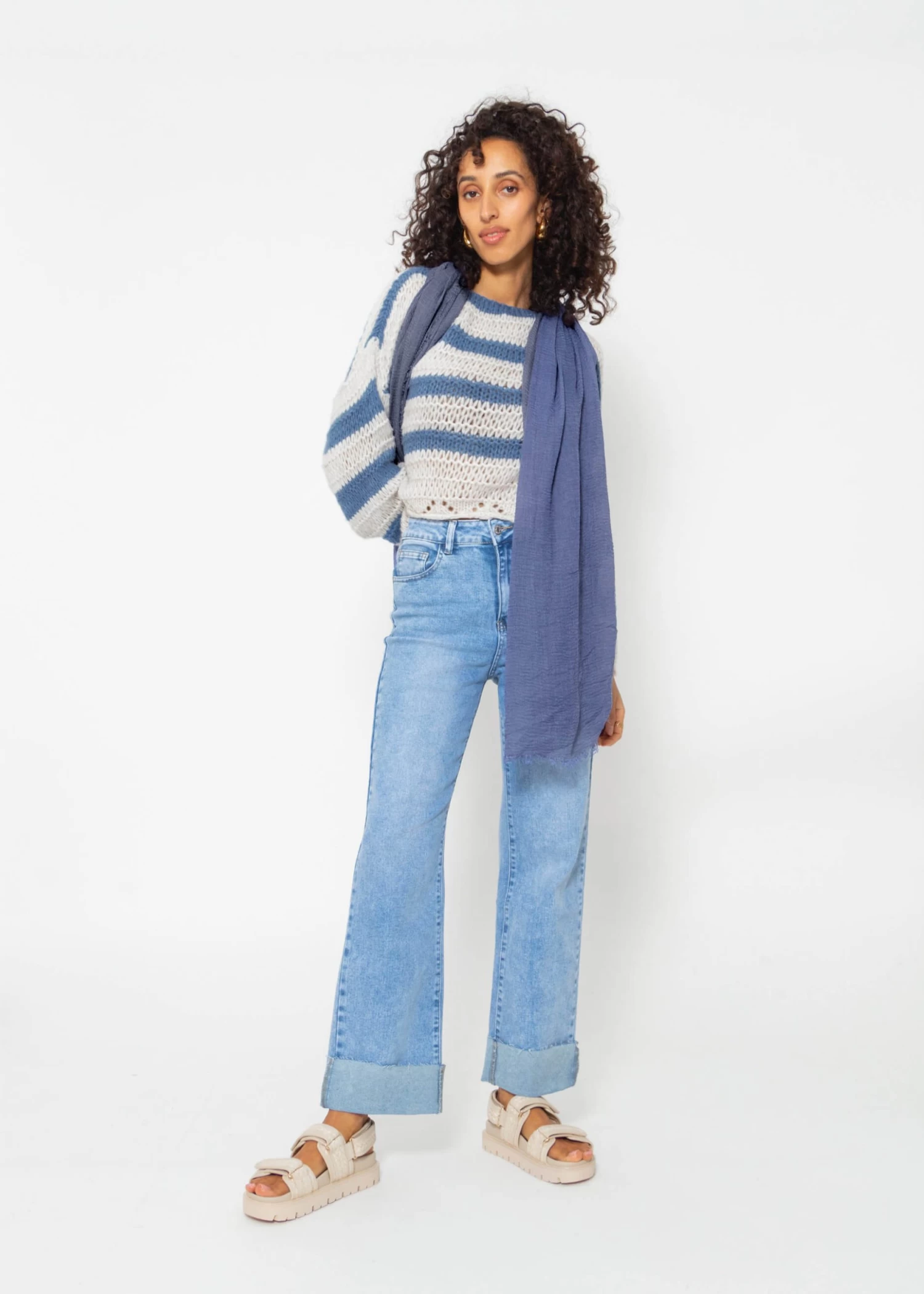 Musselin Schal - Jeansblau 8 Musselin Schal - Jeansblau – Bild 6