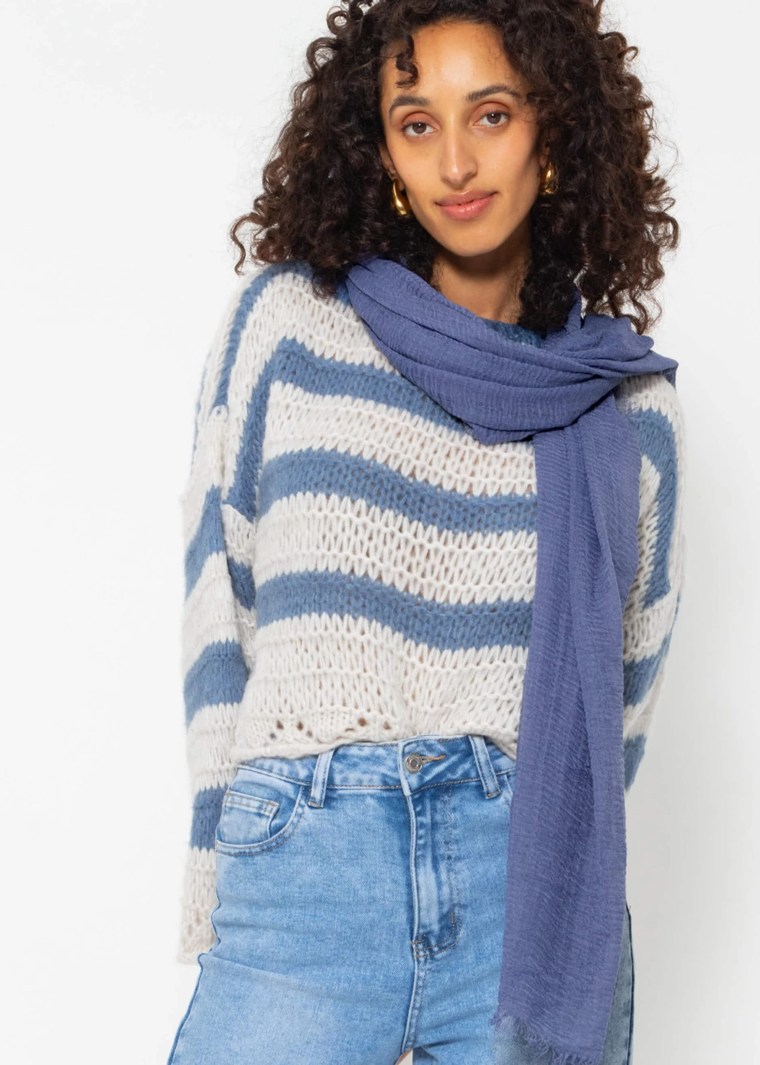 Musselin Schal - Jeansblau 6 Musselin Schal - Jeansblau – Bild 4