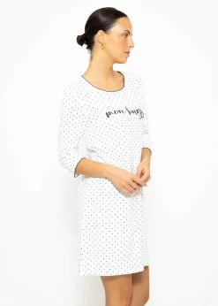 Nachthemd Mit Pünktchen - Weiß -Sassyclassy SassyClassy nachthemd mit punktchen weiss S3209NK6340