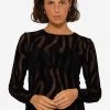 Netz Langarmshirt Mit Beflockung - Schwarz 2 Netz Langarmshirt Mit Beflockung - Schwarz -Sassyclassy SassyClassy netz langarmshirt mit beflockung schwarz S3208L6209 2casXVNLKjNdim