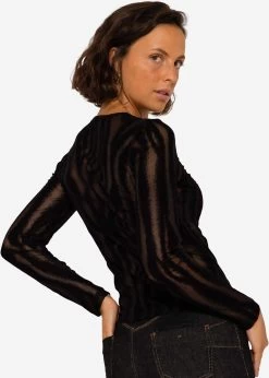 Netz Langarmshirt Mit Beflockung - Schwarz -Sassyclassy SassyClassy netz langarmshirt mit beflockung schwarz S3208L6209 5dribWpuUVcqGB