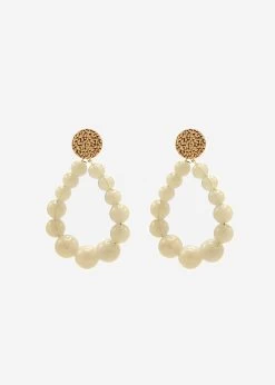 Ohrstecker Gold Mit Perlen - Beige