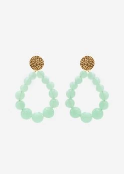 Ohrstecker Gold Mit Perlen - Hellgrün