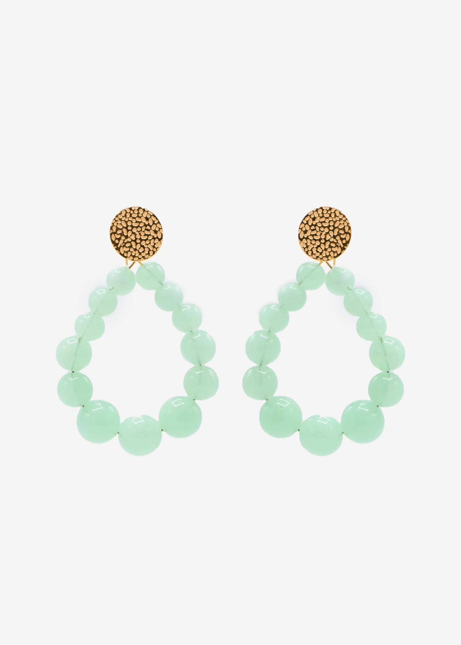 Ohrstecker Gold Mit Perlen - Hellgrün 3 Ohrstecker Gold Mit Perlen - Hellgrün