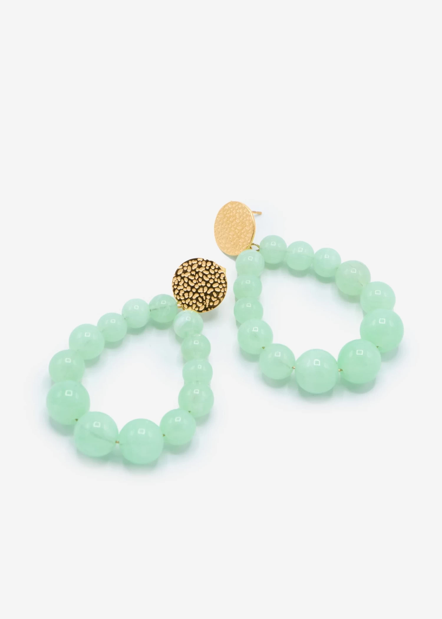 Ohrstecker Gold Mit Perlen - Hellgrün 5 Ohrstecker Gold Mit Perlen - Hellgrün – Bild 3