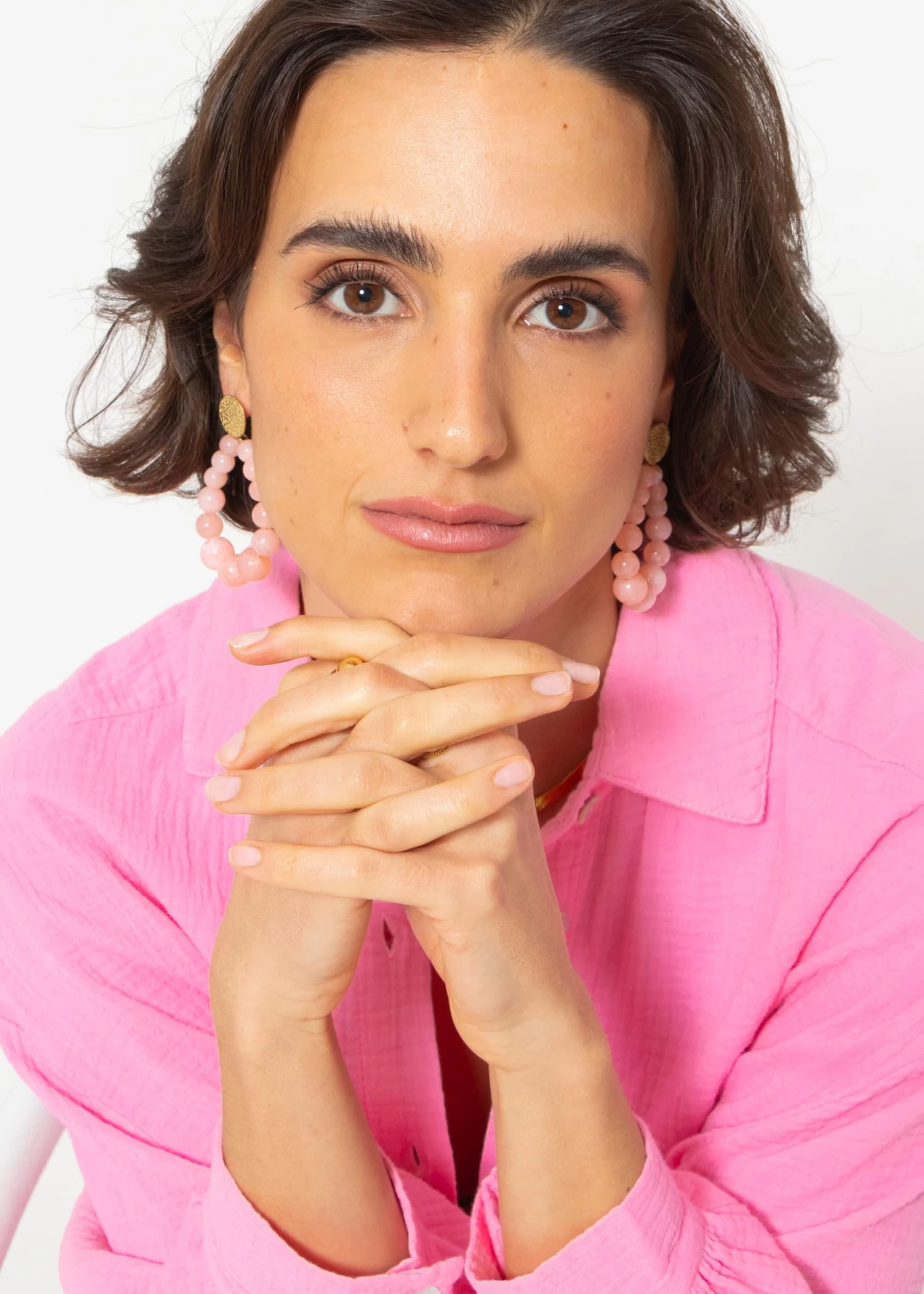 Ohrstecker Gold Mit Perlen - Peach 4 Ohrstecker Gold Mit Perlen - Peach – Bild 2