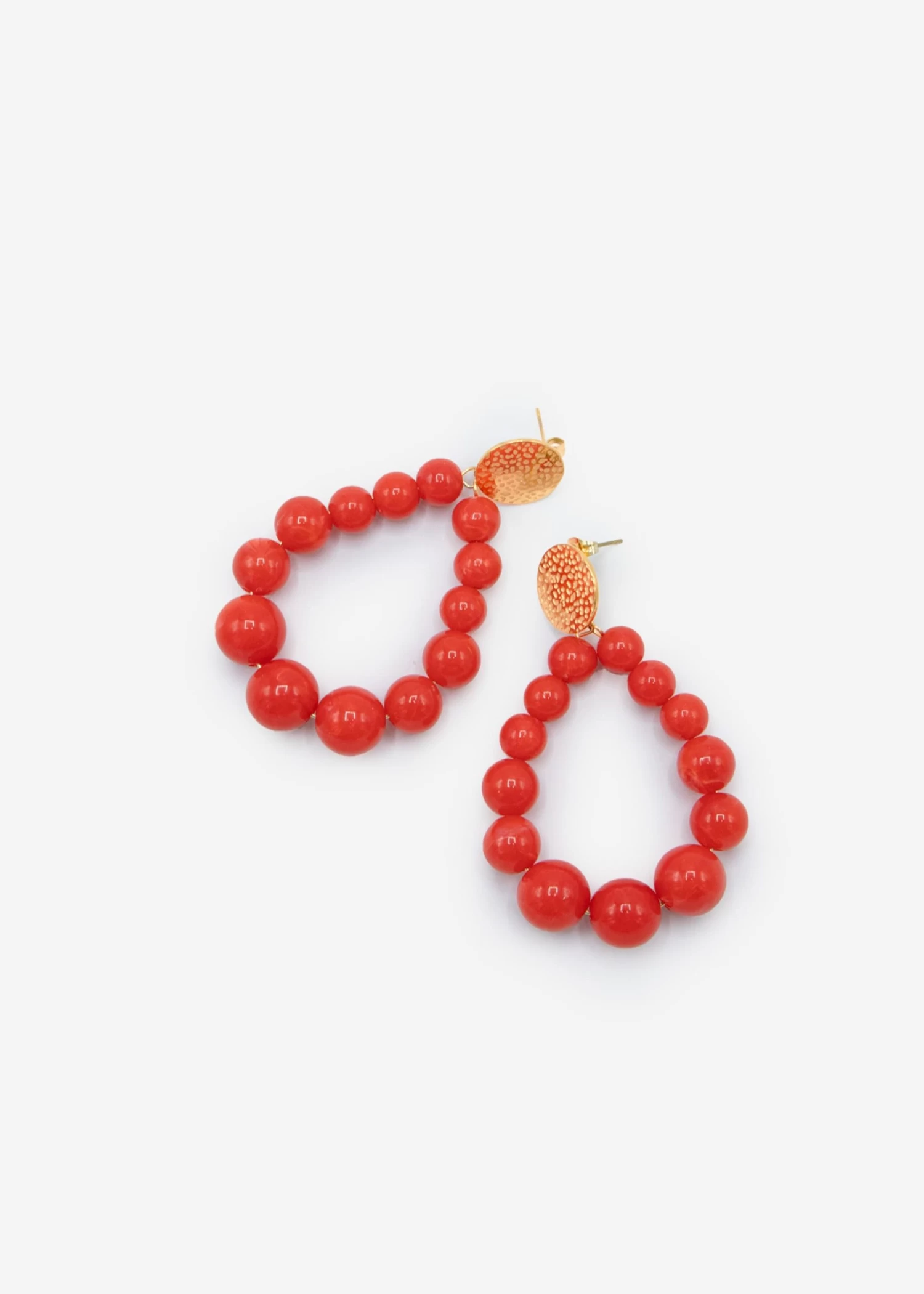 Ohrstecker Gold Mit Perlen - Rot 5 Ohrstecker Gold Mit Perlen - Rot – Bild 3