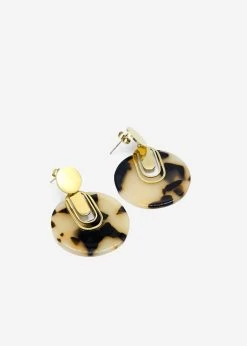 Ohrstecker Mit Rundem Schildpatt-Anhänger - Gold -Sassyclassy SassyClassy ohrstecker mit rundem schildpatt anhanger gold S3211AO6560