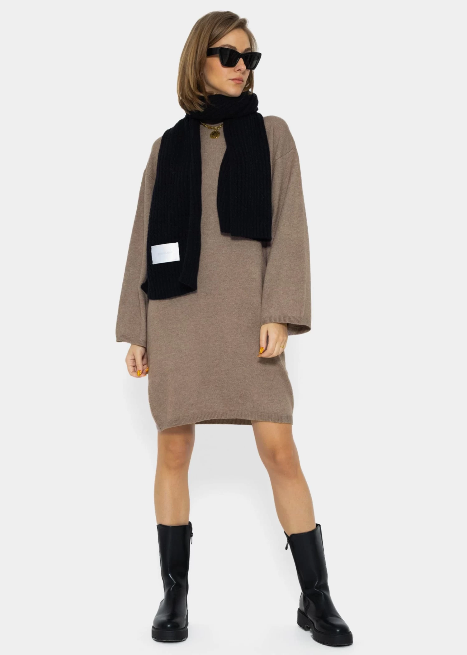 Oversize Kleid In Strick - Taupe 4 Oversize Kleid In Strick - Taupe – Bild 2