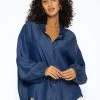 Oversize Bluse Aus Tencel In Denimoptik - Dunkelblau -Sassyclassy SassyClassy oversize in denimoptik dunkelblau S3209E6434 2