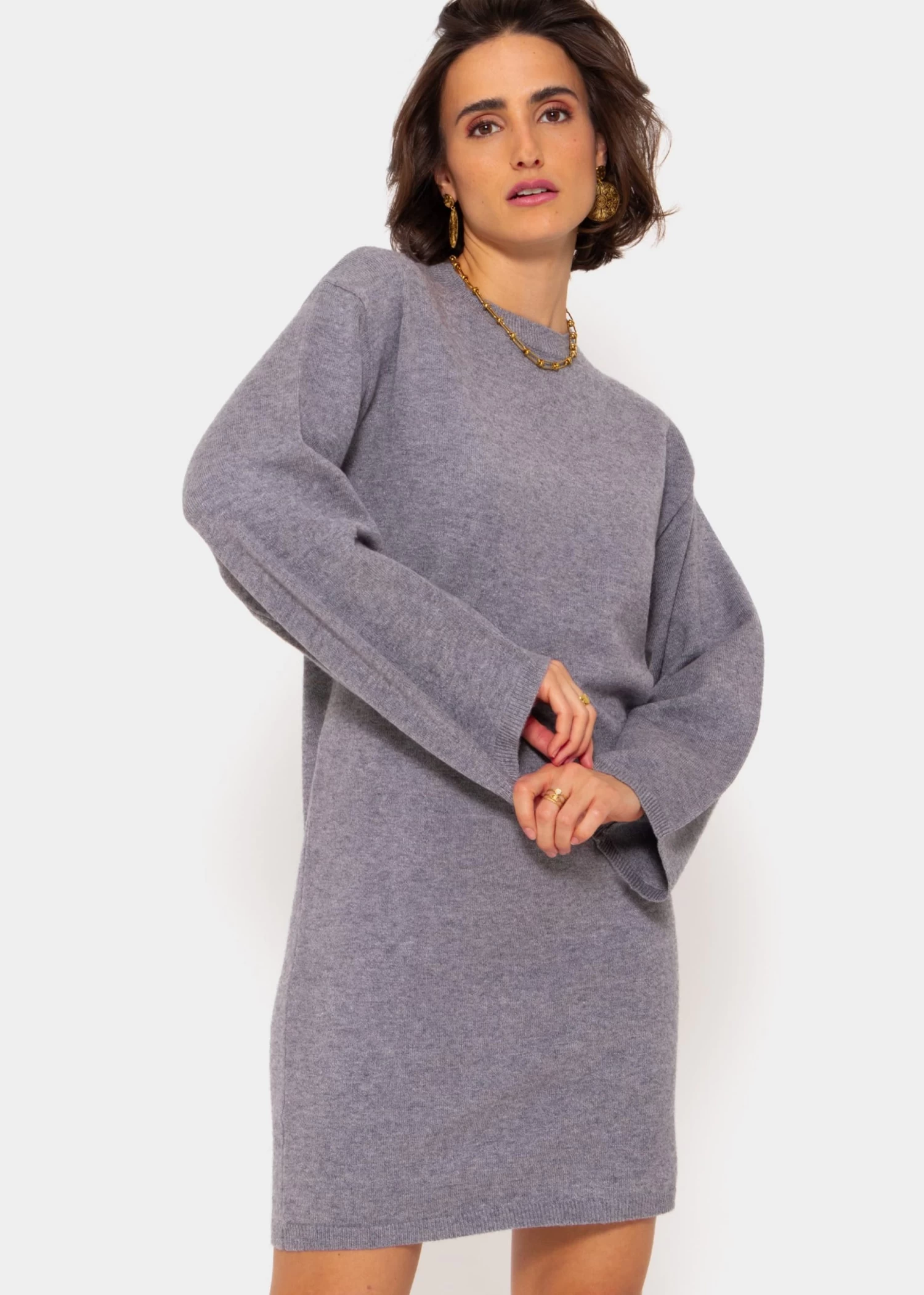 Oversize Kleid In Strick - Grau 8 Oversize Kleid In Strick - Grau – Bild 6