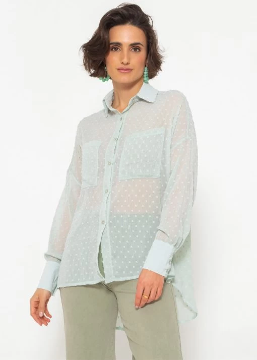 Oversize Plumetis Bluse, Hellgrün -Sassyclassy SassyClassy oversize plumetis bluse hellgrun S3203B5660 11