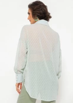 Oversize Plumetis Bluse, Hellgrün -Sassyclassy SassyClassy oversize plumetis bluse hellgrun S3203B5660 12