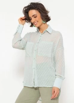 Oversize Plumetis Bluse, Hellgrün -Sassyclassy SassyClassy oversize plumetis bluse hellgrun S3203B5660 2
