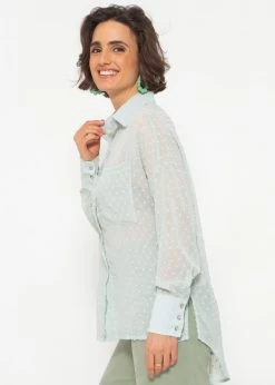 Oversize Plumetis Bluse, Hellgrün -Sassyclassy SassyClassy oversize plumetis bluse hellgrun S3203B5660