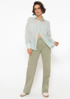 Oversize Plumetis Bluse, Hellgrün -Sassyclassy SassyClassy oversize plumetis bluse hellgrun S3203B5660 7