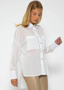 Oversize Plumetis Bluse, Weiß 20 Oversize Plumetis Bluse, Weiß -Sassyclassy SassyClassy oversize plumetis bluse offwhite S3203B5657 7