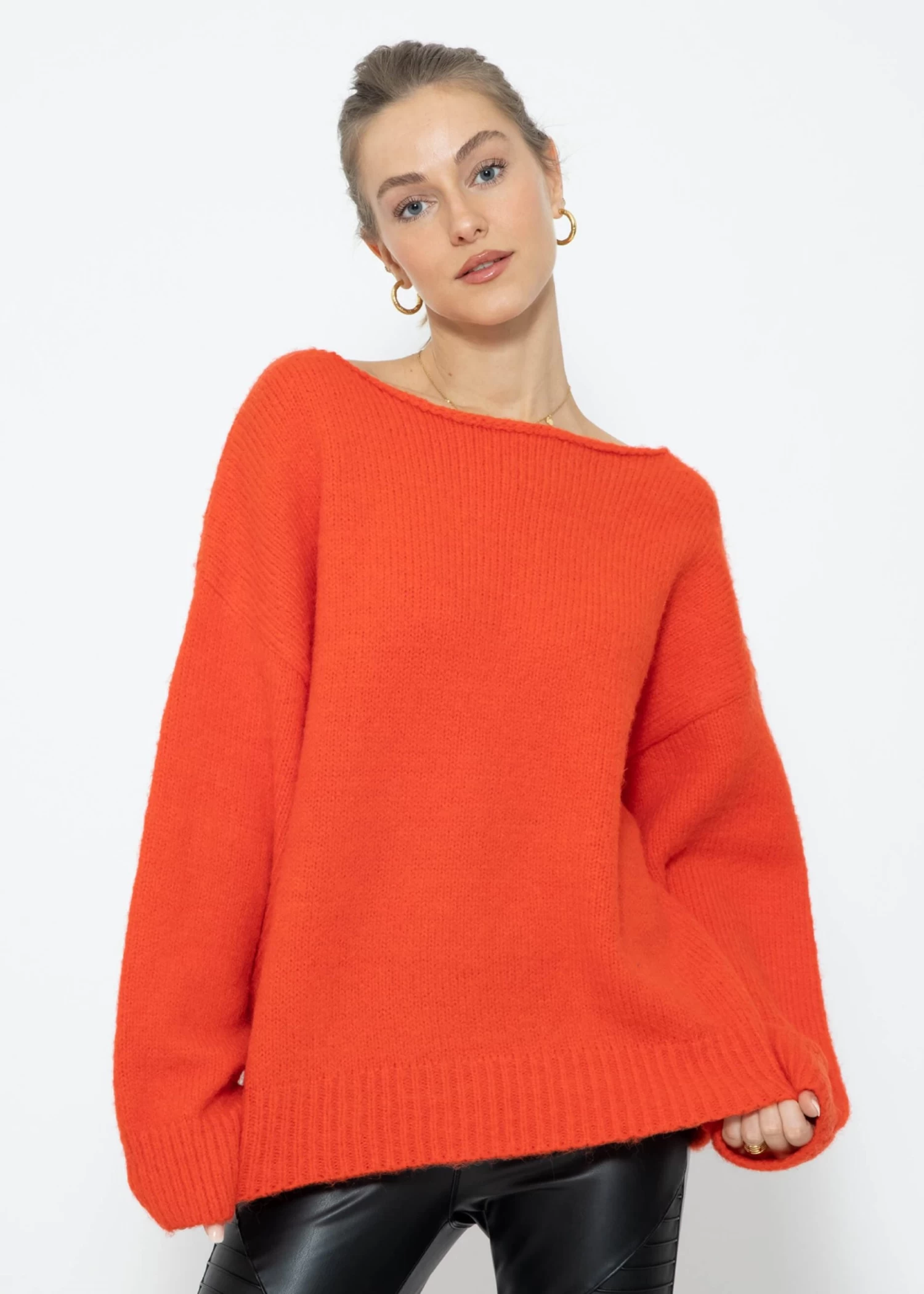 Oversize Pullover - Orangerot 3 Oversize Pullover - Orangerot