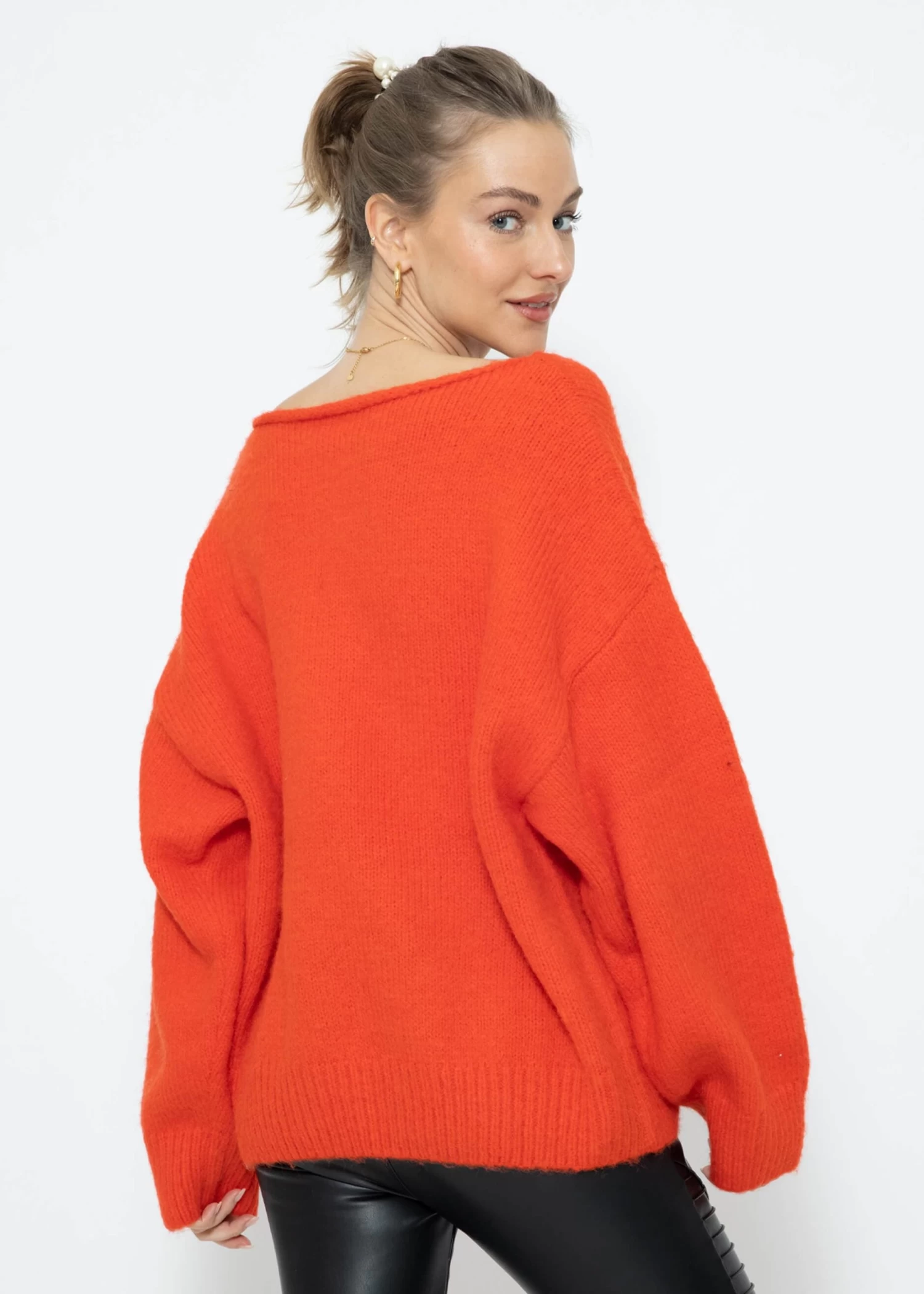 Oversize Pullover - Orangerot 9 Oversize Pullover - Orangerot – Bild 7
