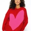 Oversize Pullover Mit Herzmotiv - Rot-pink -Sassyclassy SassyClassy oversize pullover mit herzmotiv rot pink S3210P6607 7XcVnyQME4yRFo