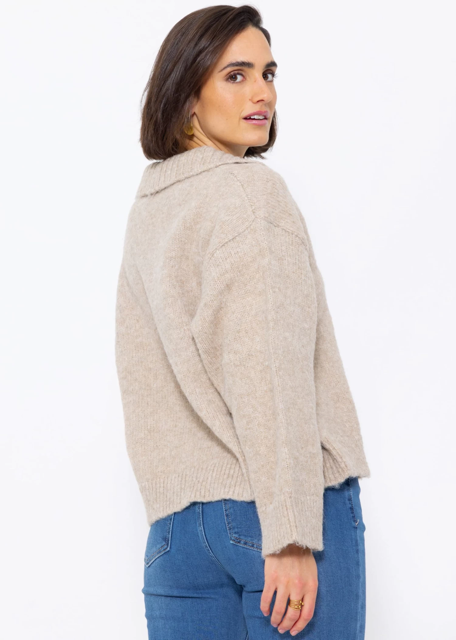 Oversize Pullover Mit Kragen - Beige 10 Oversize Pullover Mit Kragen - Beige – Bild 8