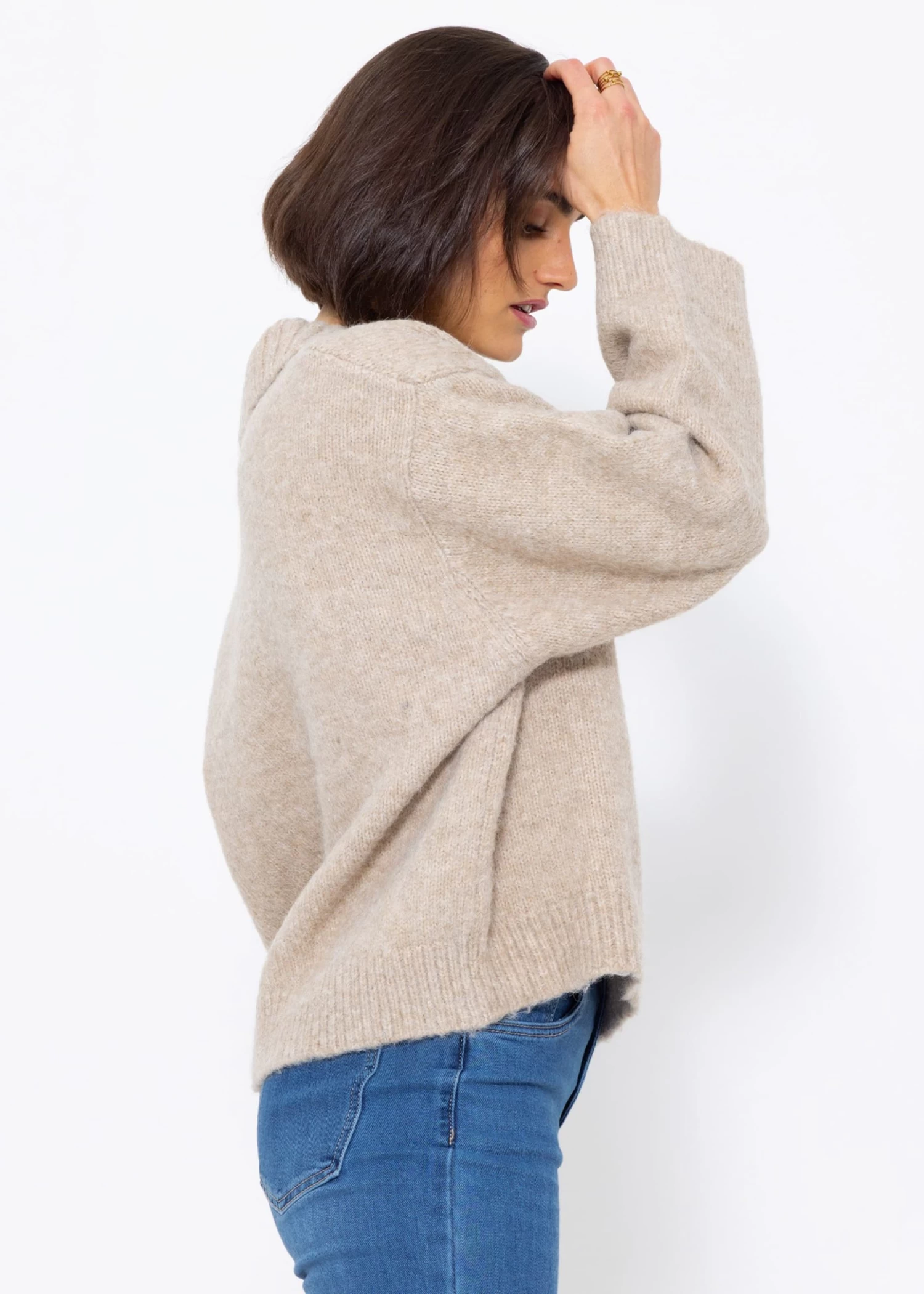 Oversize Pullover Mit Kragen - Beige 8 Oversize Pullover Mit Kragen - Beige – Bild 6