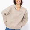 Oversize Pullover Mit Kragen - Beige 2 Oversize Pullover Mit Kragen - Beige -Sassyclassy SassyClassy oversize pullover mit kragen beige S3210P65309yCBjUaWlAUi1