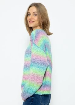 Oversize Pullover Mit Multicolor Streifen - Grün -Sassyclassy SassyClassy oversize pullover mit multicolor streifen grun S3211P6624 8
