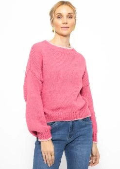 Oversize Pullover Mit Rosa Akzenten - Pink 17 Oversize Pullover Mit Rosa Akzenten - Pink -Sassyclassy SassyClassy oversize pullover mit rosa akzenten pink S3211P6668
