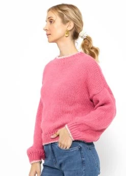 Oversize Pullover Mit Rosa Akzenten - Pink 18 Oversize Pullover Mit Rosa Akzenten - Pink -Sassyclassy SassyClassy oversize pullover mit rosa akzenten pink S3211P6668 4