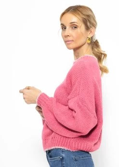 Oversize Pullover Mit Rosa Akzenten - Pink 16 Oversize Pullover Mit Rosa Akzenten - Pink -Sassyclassy SassyClassy oversize pullover mit rosa akzenten pink S3211P6668 9
