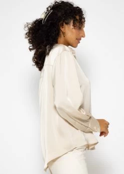 Oversize Satinbluse - Hellbeige -Sassyclassy SassyClassy oversize satinbluse hellbeige S3208E6194 1