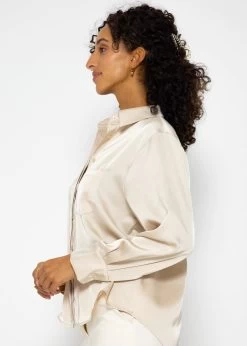 Oversize Satinbluse - Hellbeige -Sassyclassy SassyClassy oversize satinbluse hellbeige S3208E6194 3