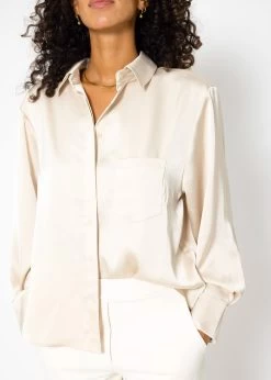 Oversize Satinbluse - Hellbeige -Sassyclassy SassyClassy oversize satinbluse hellbeige S3208E6194 6