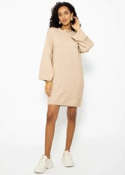 Oversize Kleid In Strick - Beige -Sassyclassy SassyClassy oversize strickkleid beige S3206B5989 3