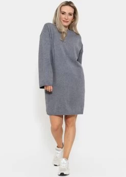 Oversize Kleid In Strick - Grau 20 Oversize Kleid In Strick - Grau -Sassyclassy SassyClassy oversize strickkleid grau S3206B5991