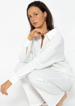 Oversize Waffelpiqué Bluse - Offwhite -Sassyclassy SassyClassy oversize waffelpique bluse offwhite S3207E6108 1 1