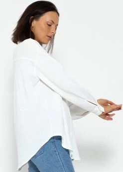 Oversize Waffelpiqué Bluse - Offwhite -Sassyclassy SassyClassy oversize waffelpique bluse offwhite S3207E6108 10