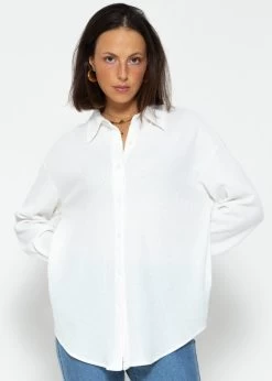 Oversize Waffelpiqué Bluse - Offwhite -Sassyclassy SassyClassy oversize waffelpique bluse offwhite S3207E6108 7vCKJZZ6prH8BX