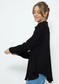 Oversize Waffelpiqué Bluse - Schwarz -Sassyclassy SassyClassy oversize waffelpique bluse schwarz S3207E6107 5