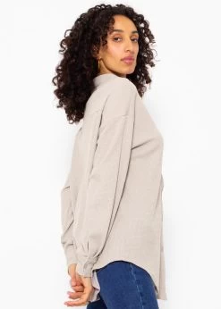 Oversize Waffelpiqué Bluse - Taupe -Sassyclassy SassyClassy oversize waffelpique bluse taupe S3209E6429 22Pd77q8cQno6Y