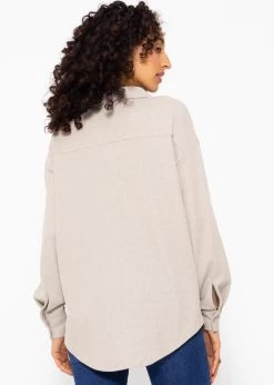 Oversize Waffelpiqué Bluse - Taupe -Sassyclassy SassyClassy oversize waffelpique bluse taupe S3209E6429 3VeIiFRD3o0kWk