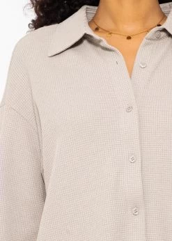 Oversize Waffelpiqué Bluse - Taupe -Sassyclassy SassyClassy oversize waffelpique bluse taupe S3209E6429 6