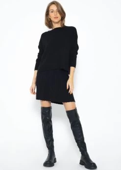 Plissierter Strick-Rock - Schwarz -Sassyclassy SassyClassy plissierter Strick Rock schwarz S3210R6578