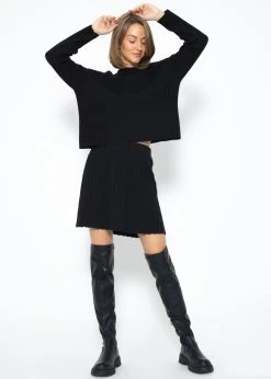 Plissierter Strick-Rock - Schwarz -Sassyclassy SassyClassy plissierter Strick Rock schwarz S3210R6578 1j9CCP1tIwzvDT