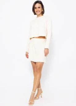 Plissierter Strick-Rock - Offwhite -Sassyclassy SassyClassy plissierter strick rock offwhite S3207R6137 1