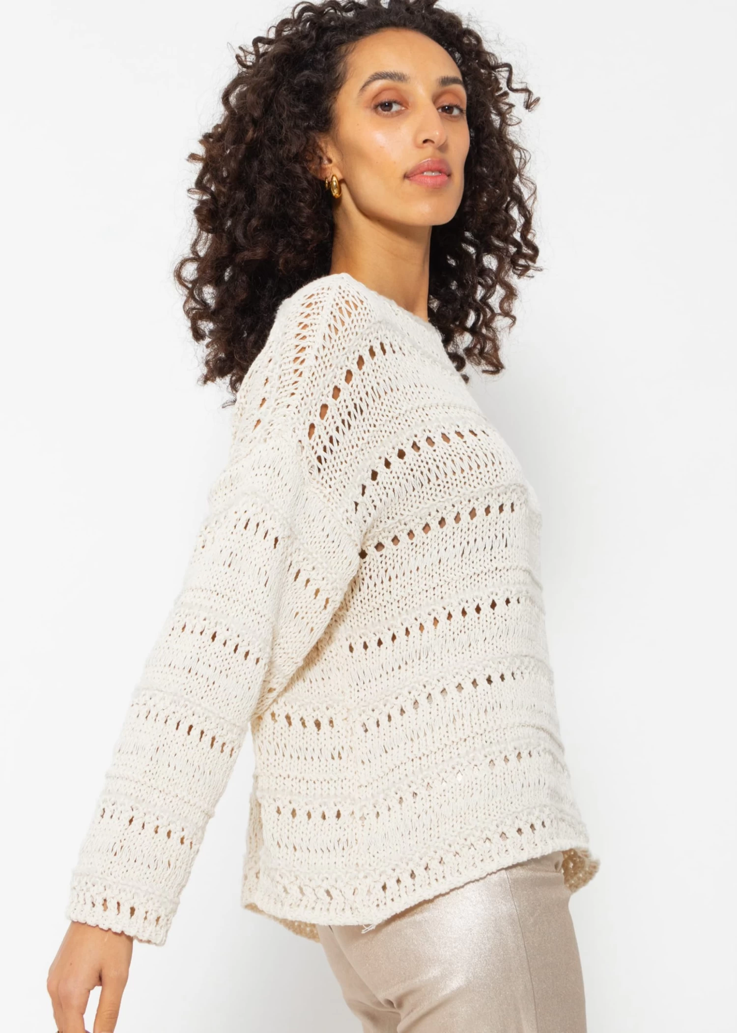 Pullover Mit Ajour Muster - Beige 9 Pullover Mit Ajour Muster - Beige – Bild 7